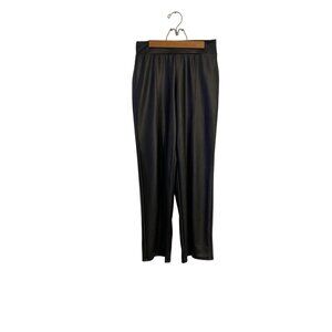 Cherish Pants Women’s M Black Faux Leather Wide Leg Pull On Trousers Preppy